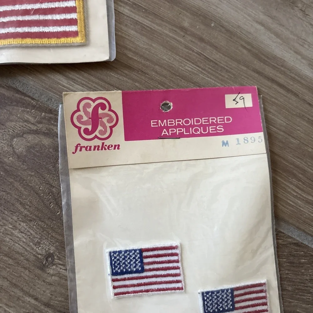 Vintage Lot Of 5 American Flags Embroidered Sew On Patches Various Sizes New